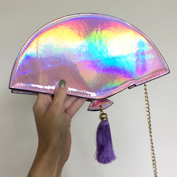 Throwing Shade Pink Fan Holographic Crossbody Bag - Picture 5 of 8